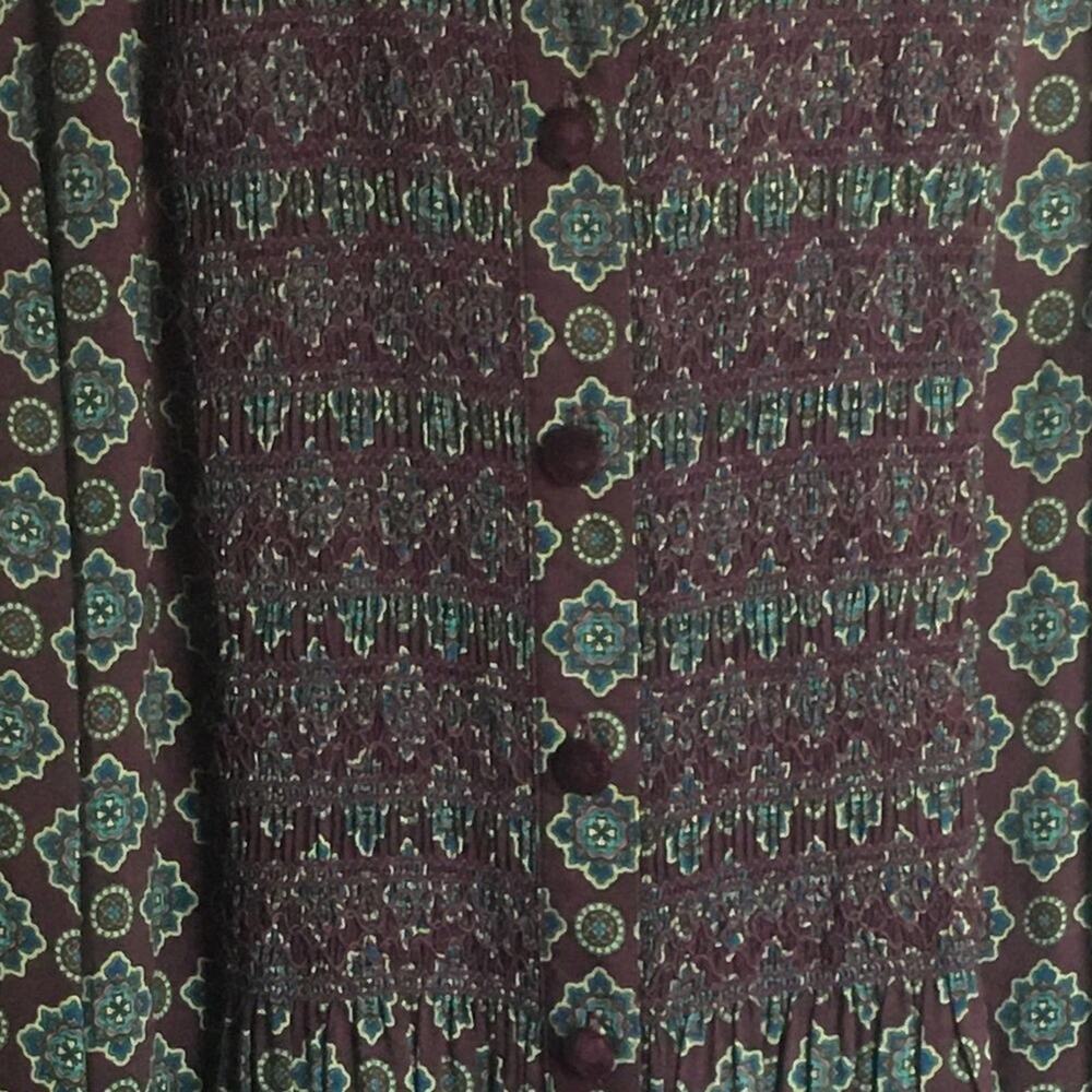 Vintage Smocked Button Down Dress - Picture 3 of 8